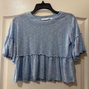 Altar'd State Light Blue Ruffle Sleeve Tee
